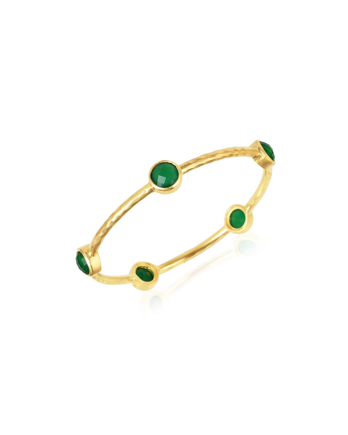 "Maya" Green Onyx Bold Gold Bangle