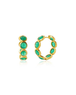 ‘The Amalthea’ Emerald Green Gold Hoops