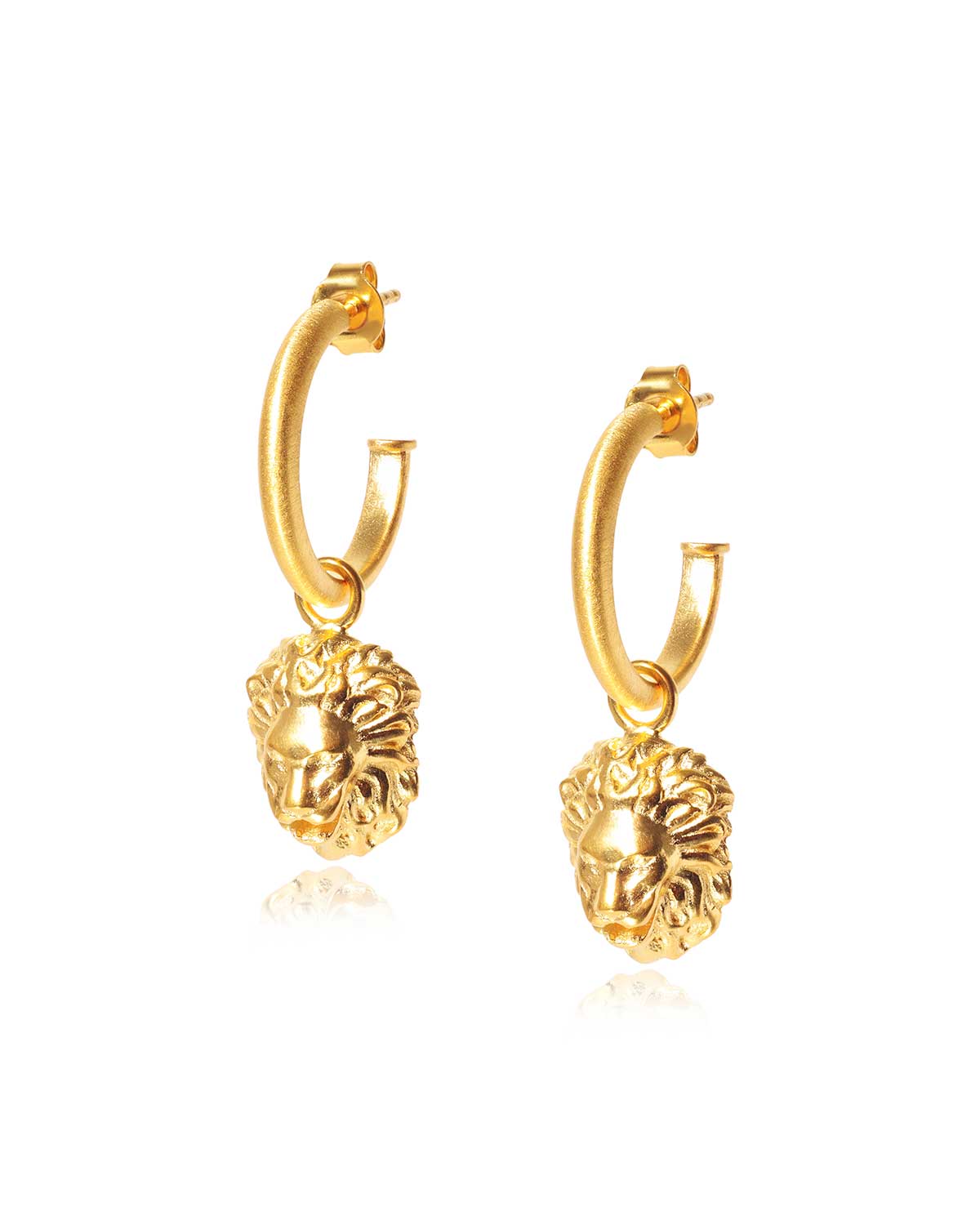 "Loren" The Lion Gold Charm Hoops