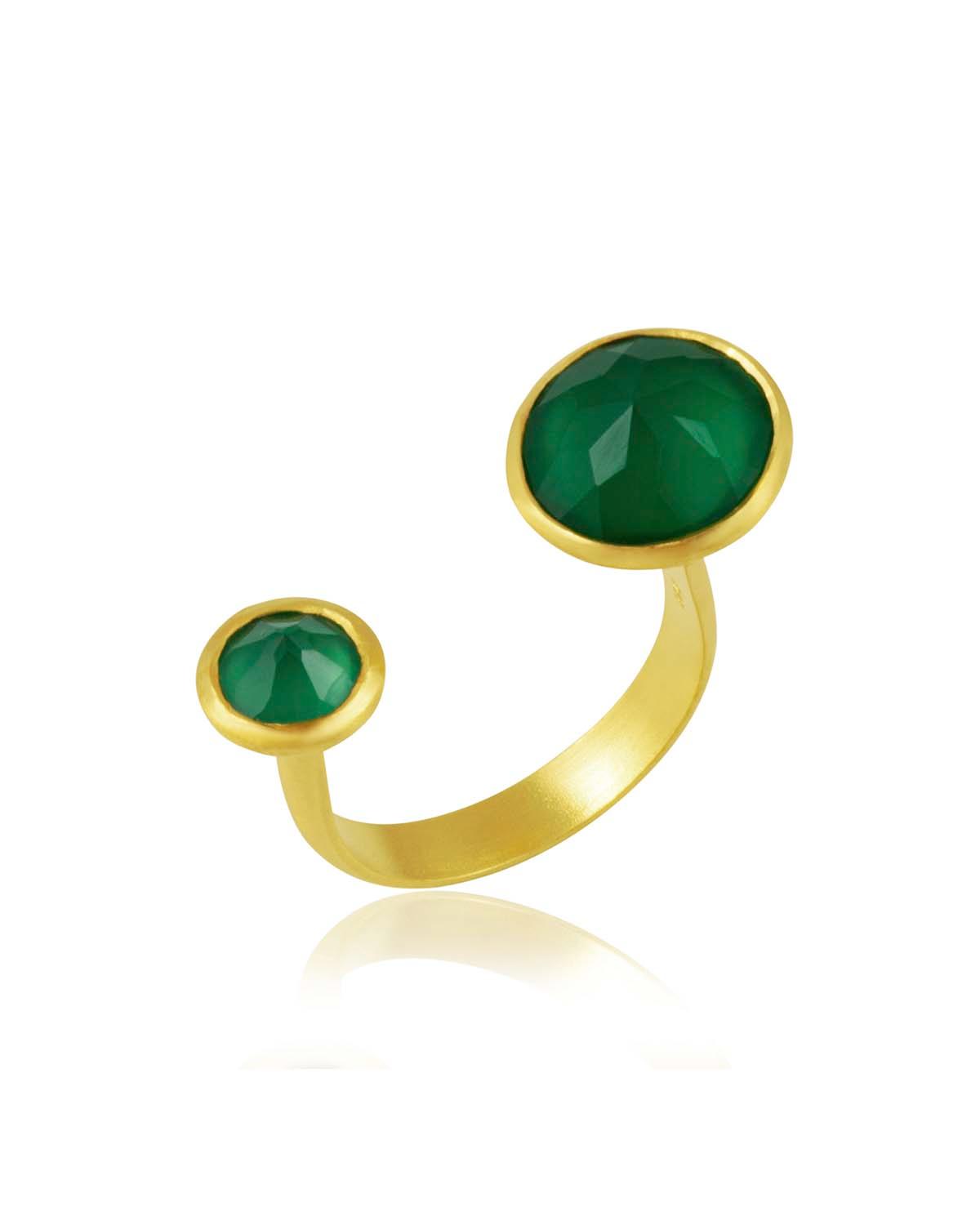 Indi Gem Green Onyx Gold Ring - Moon London