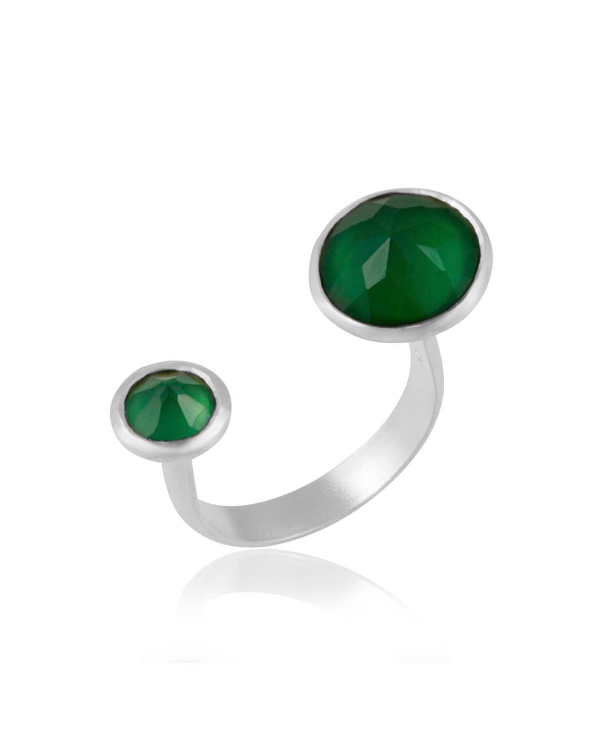 Indi Green Onyx Silver Ring - Moon London