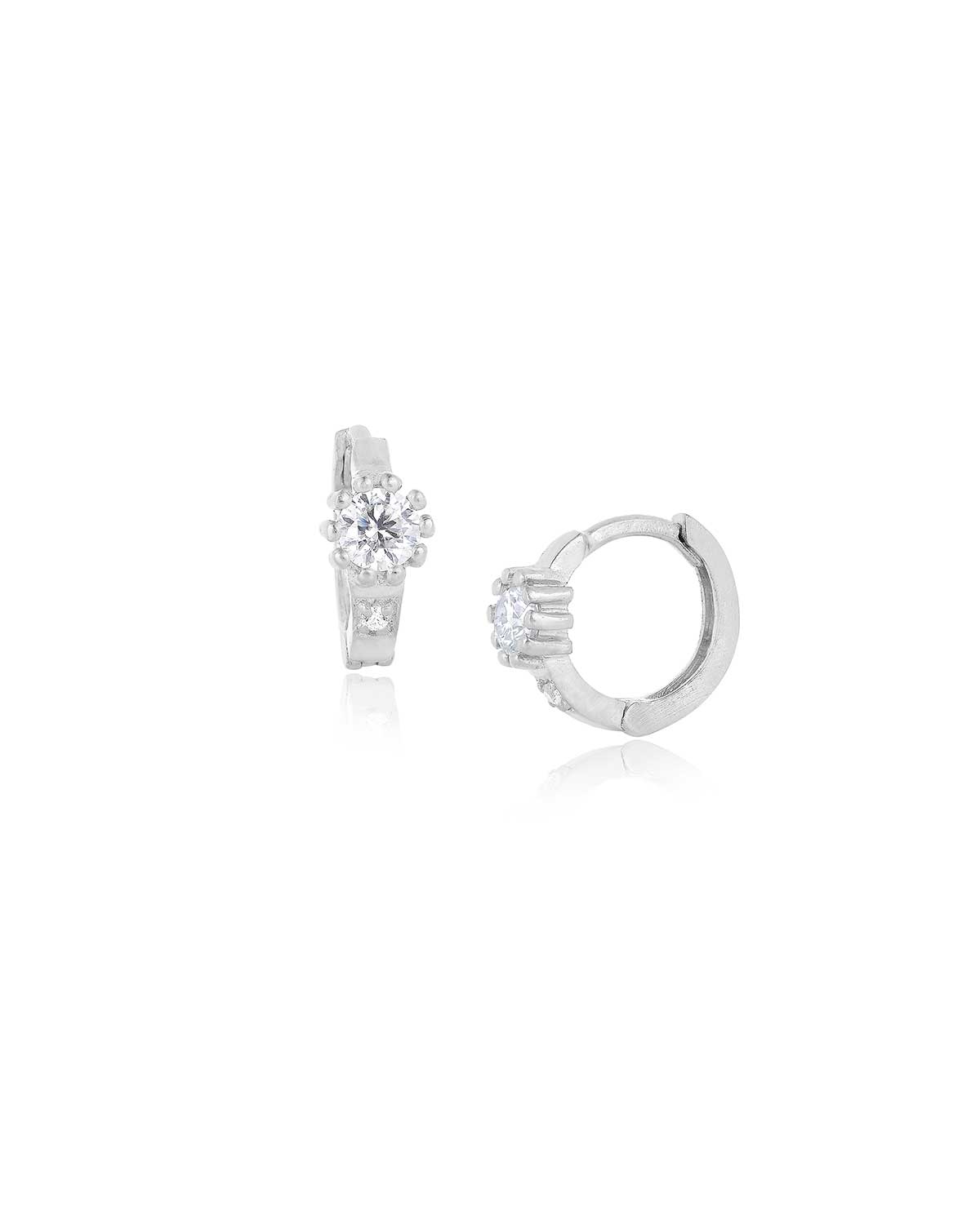 Pair of silver hoop earrings with clear gemstones 