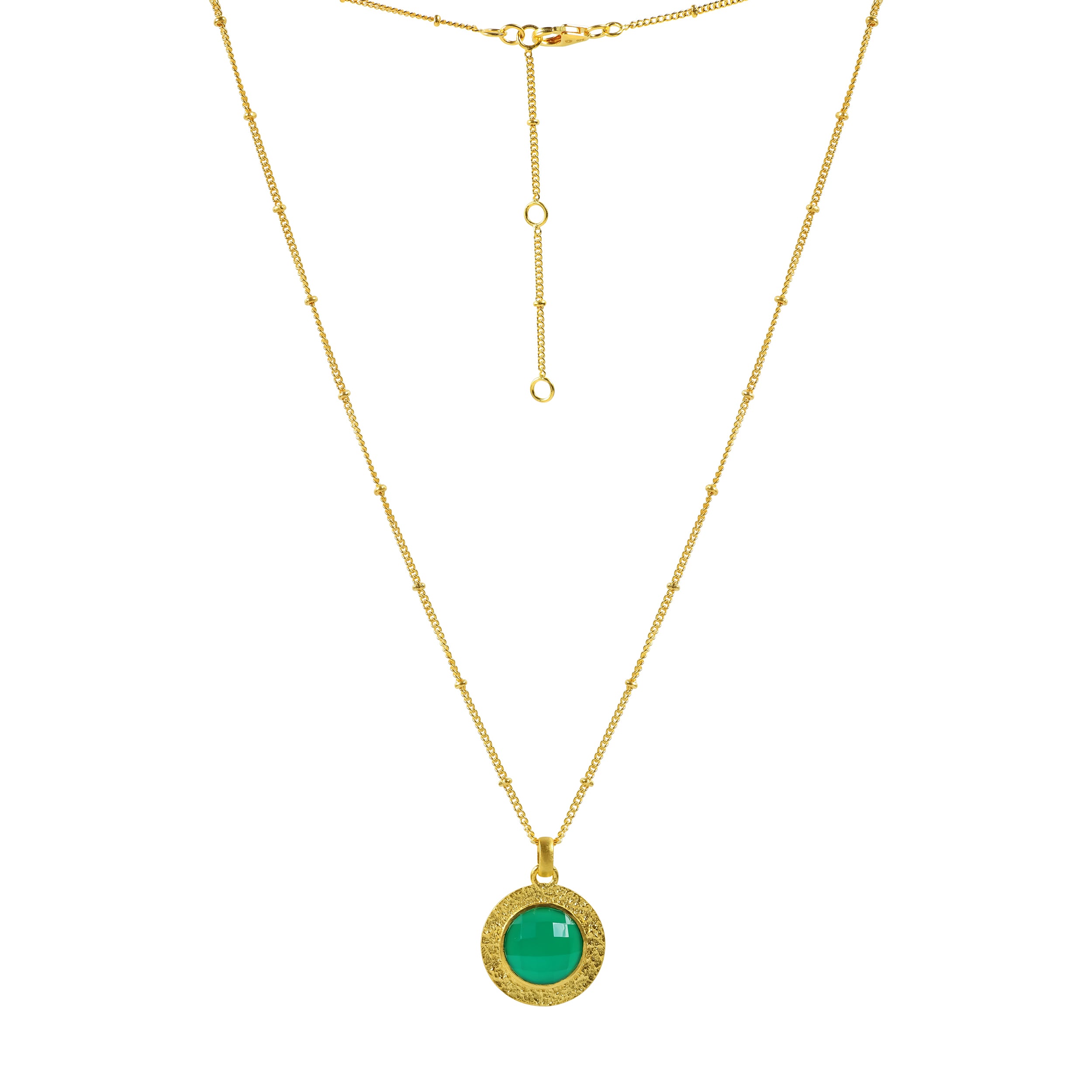 Elegant Circular Green Onyx Gold Necklace - Moon London