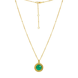 Elegant Circular Green Onyx Gold Necklace
