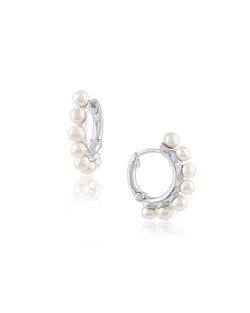 Natural Multiple Pearls Silver Hoops