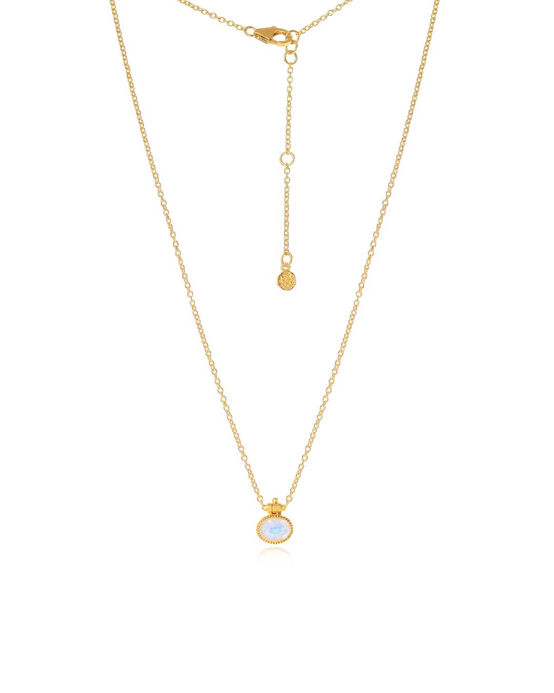 Rainbow Moonstone Gold Vermeil Pendent Necklace