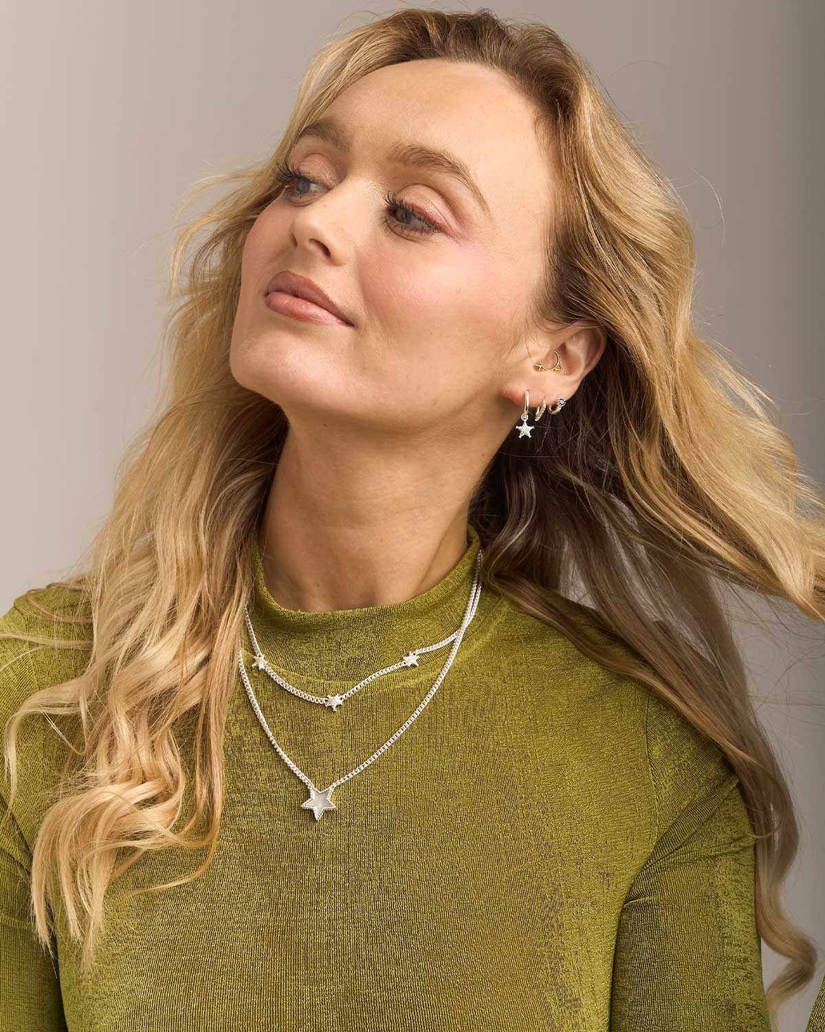 "Star" Silver Choker Adjustable Necklace