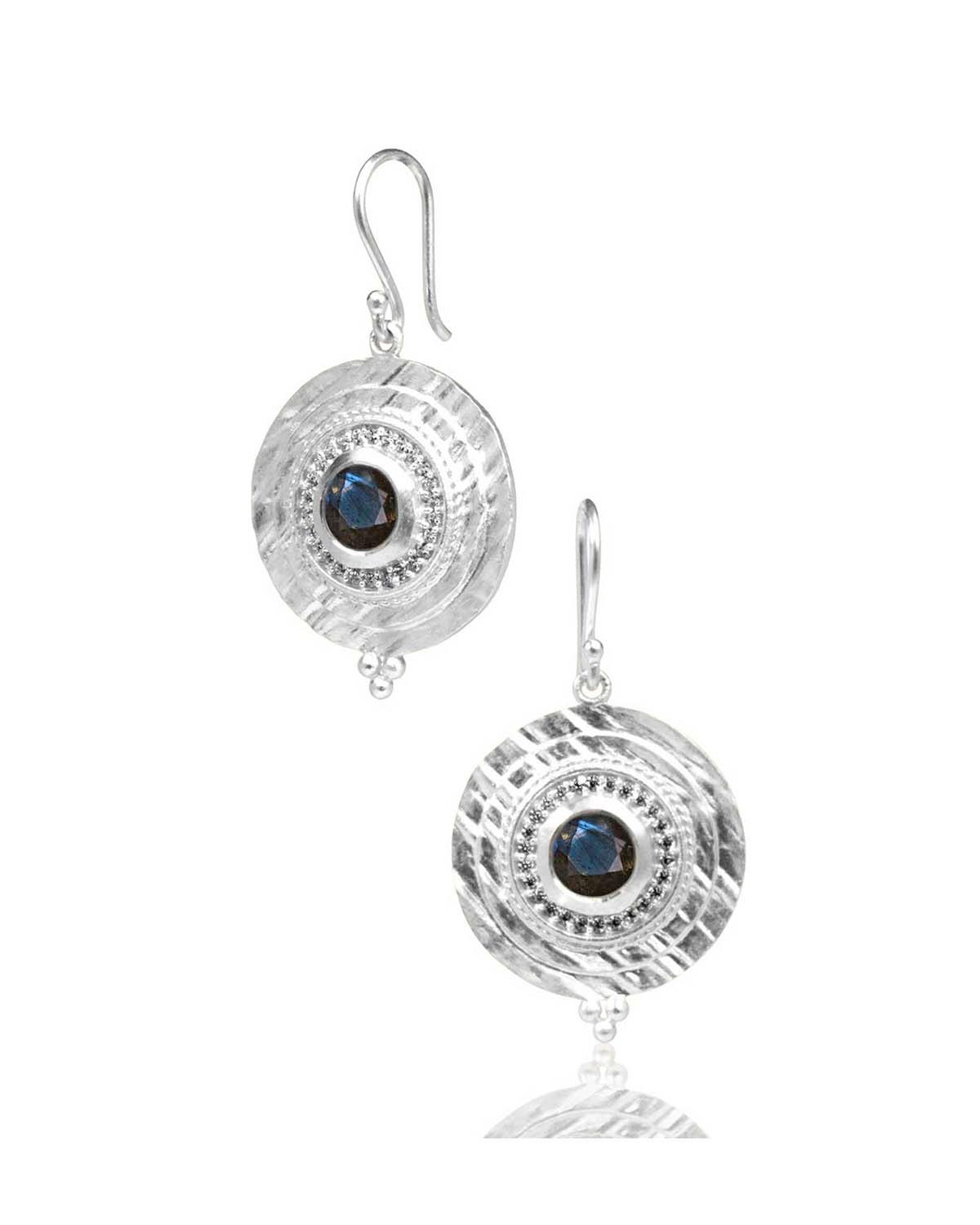 Mesi Aqua & Labradorite Silver Earrings - Moon London