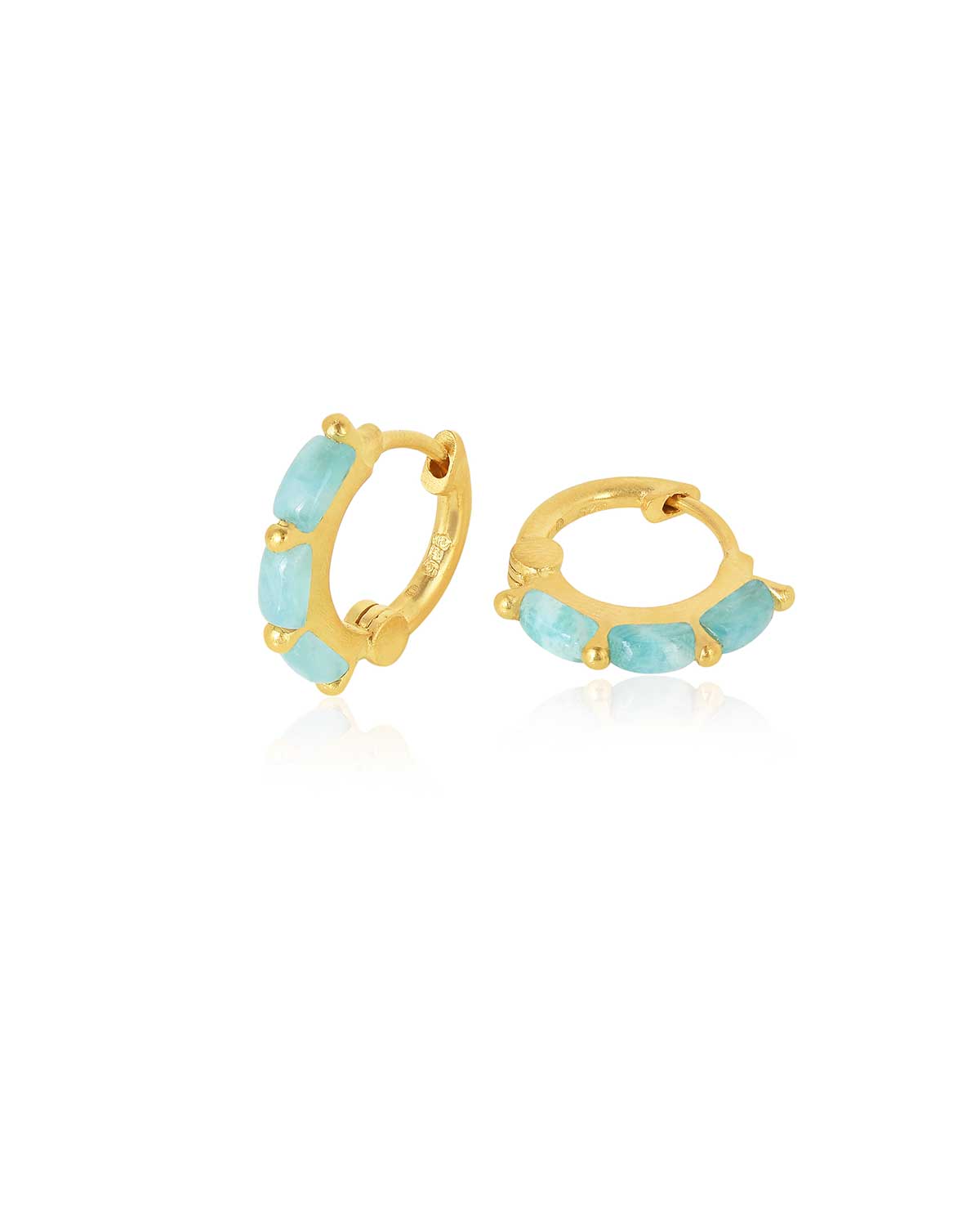 Honey'' Amazonite Gold Mini Hoops