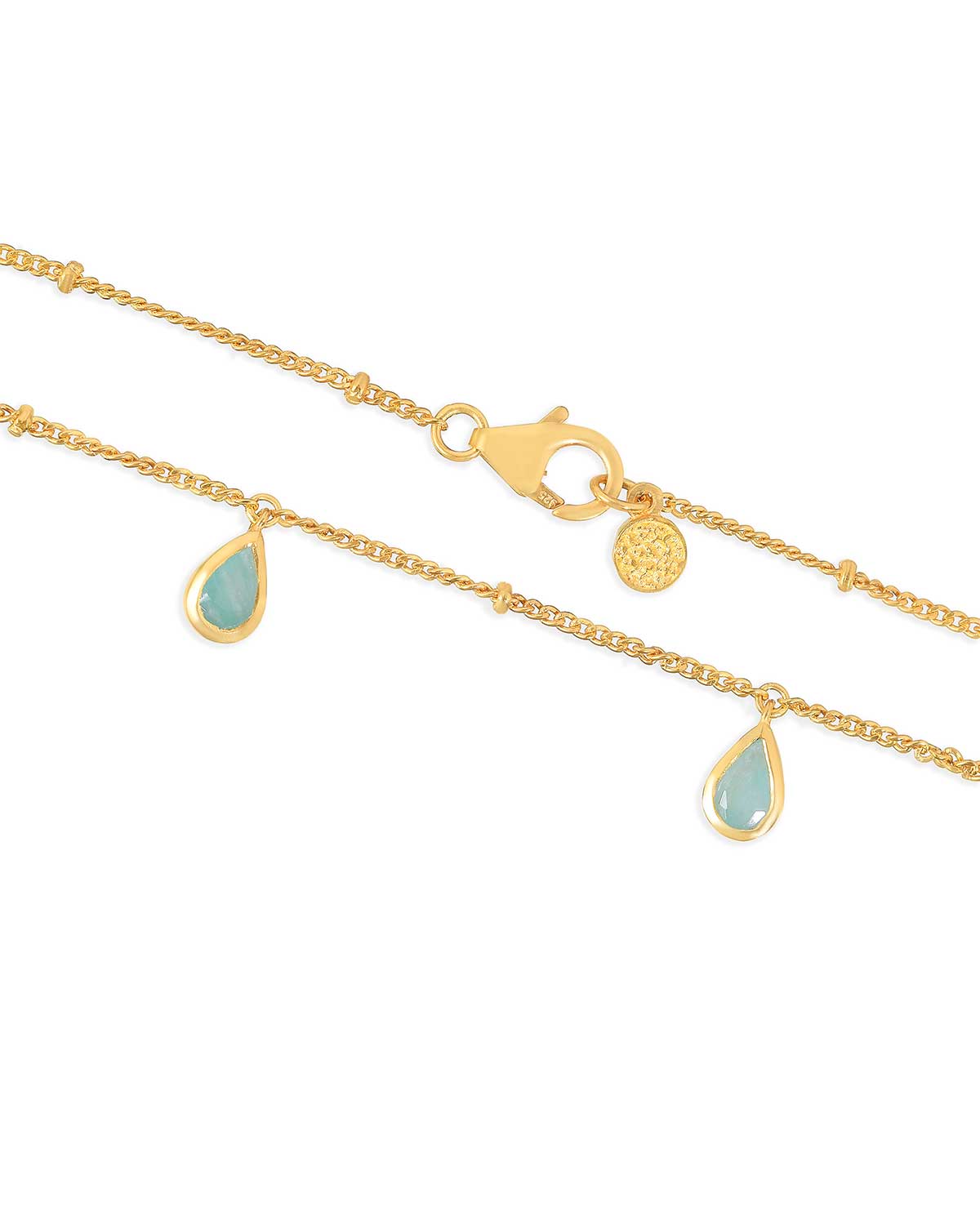 Amazonite Tear Drop Gold Vermeil Necklace