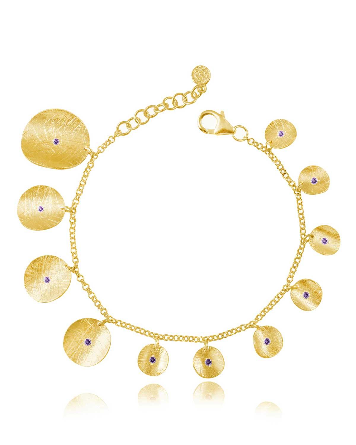 Helena Crystal & Amethyst Gold Bracelet - Moon London