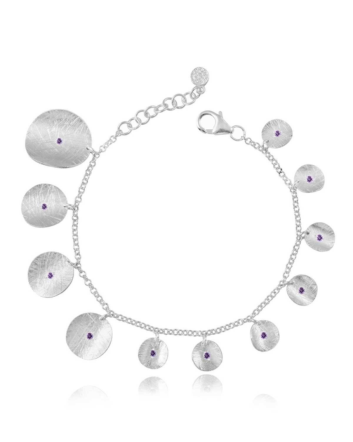 Helena Amethyst & Crystal Silver Bracelet - Moon London