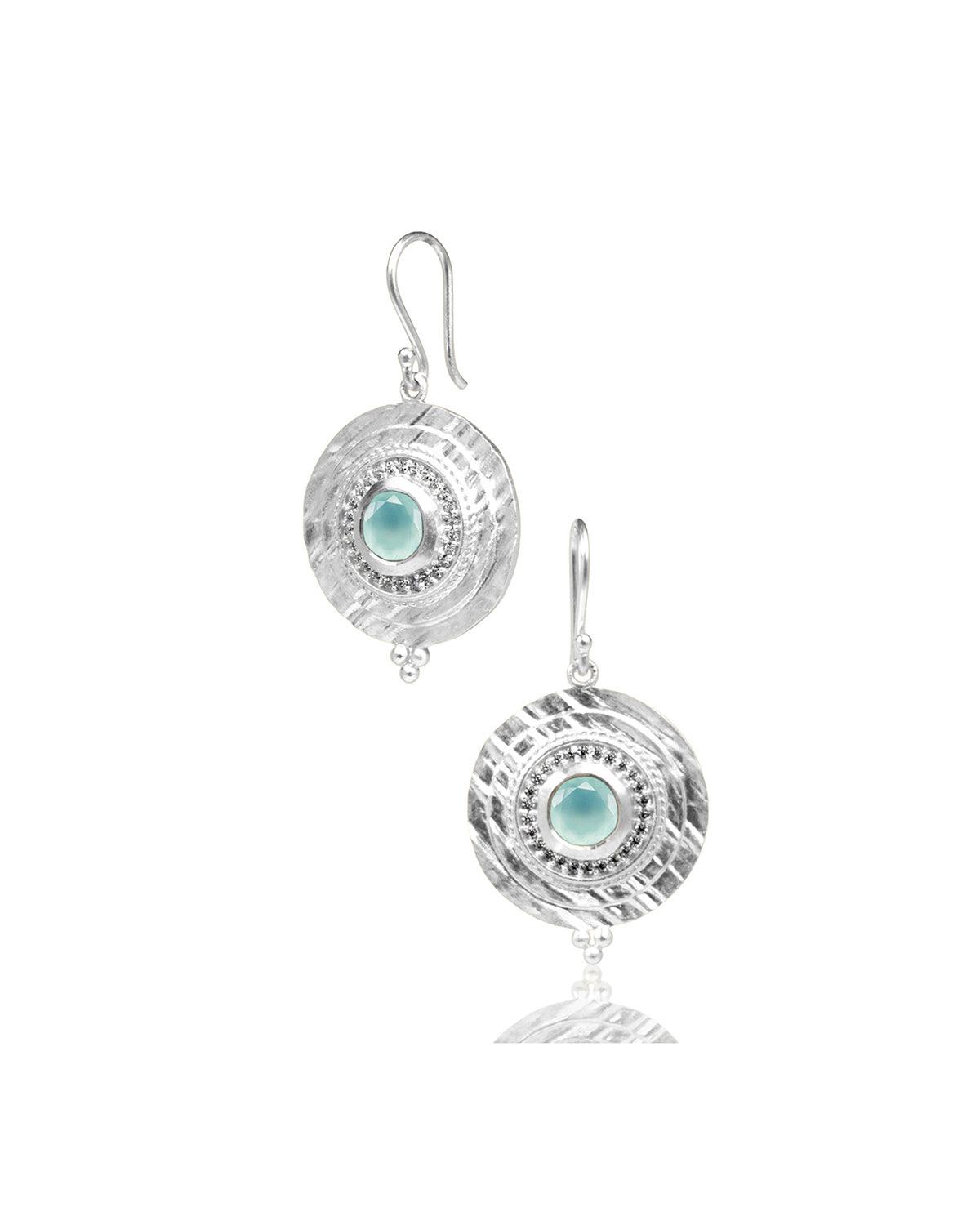 Aqua  & Labradorite Gemstone Silver Earrings - Mesi 