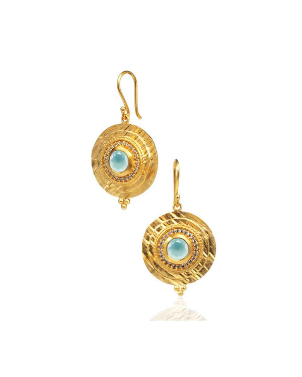 Mesi Aqua Chalcedony Gold Earring