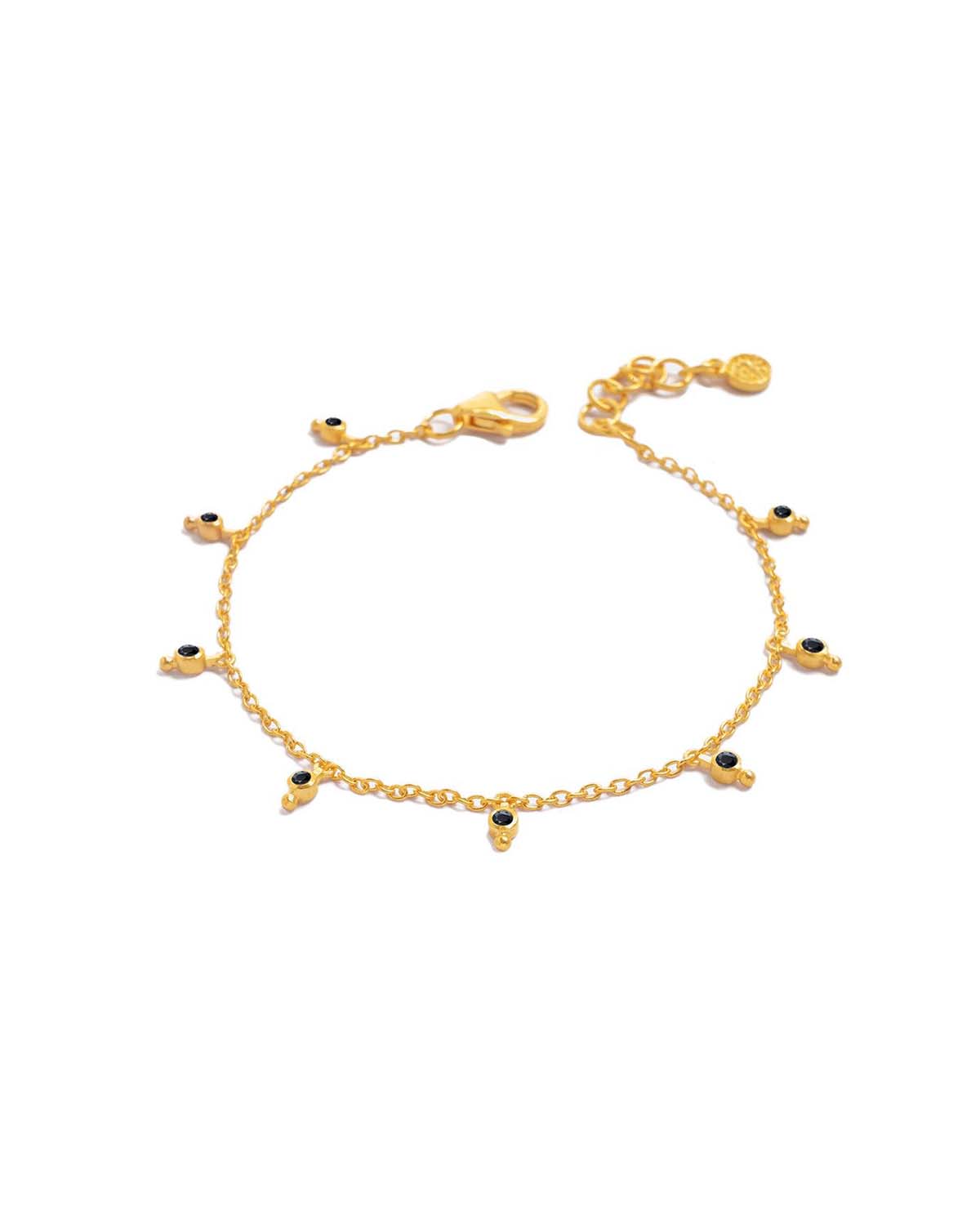 Close-up of black spinel gemstone bracelet with handcrafted bead details