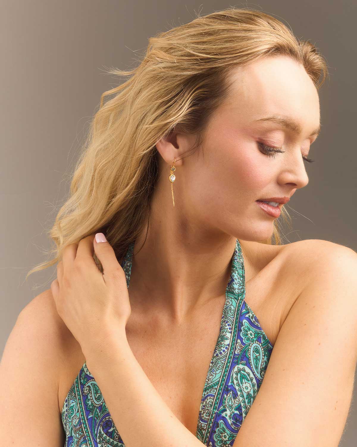 "Poseidon" Blue Topaz Gold Earrings