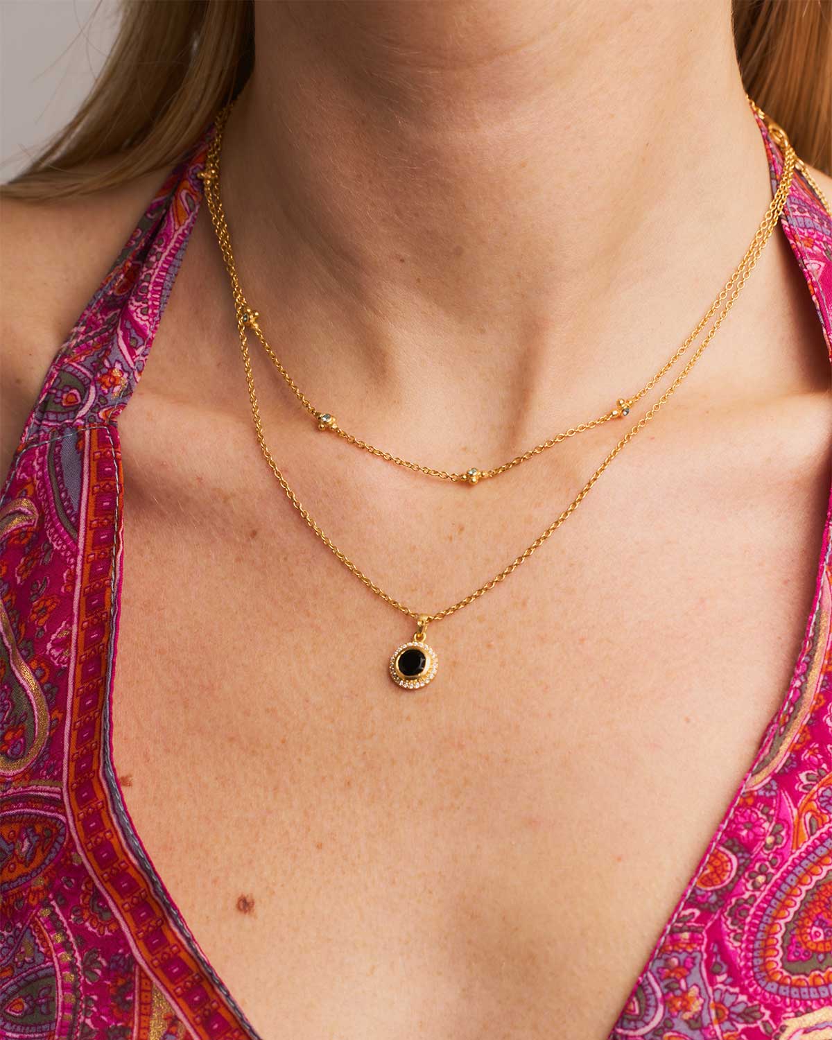 Mini Blue Topaz Gold Vermeil Adjustable Necklace