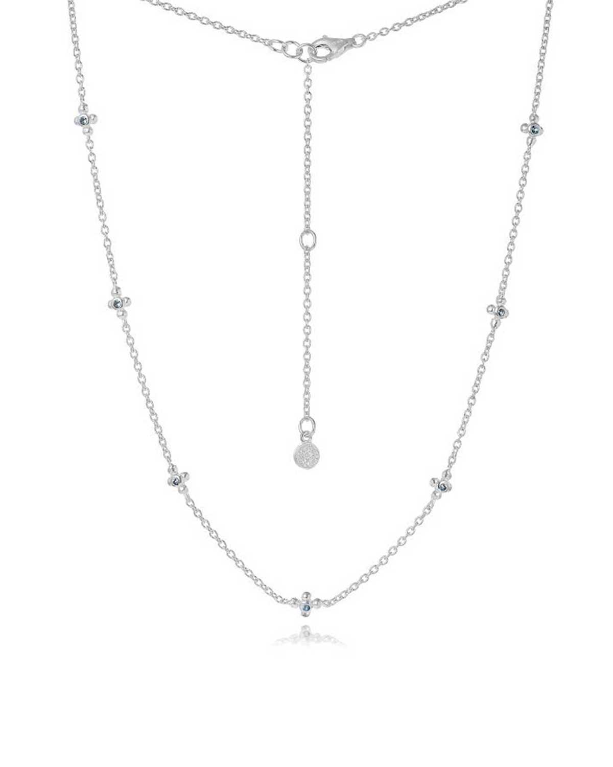 Mini Blue Topaz Sterling Silver Adjustable Necklace