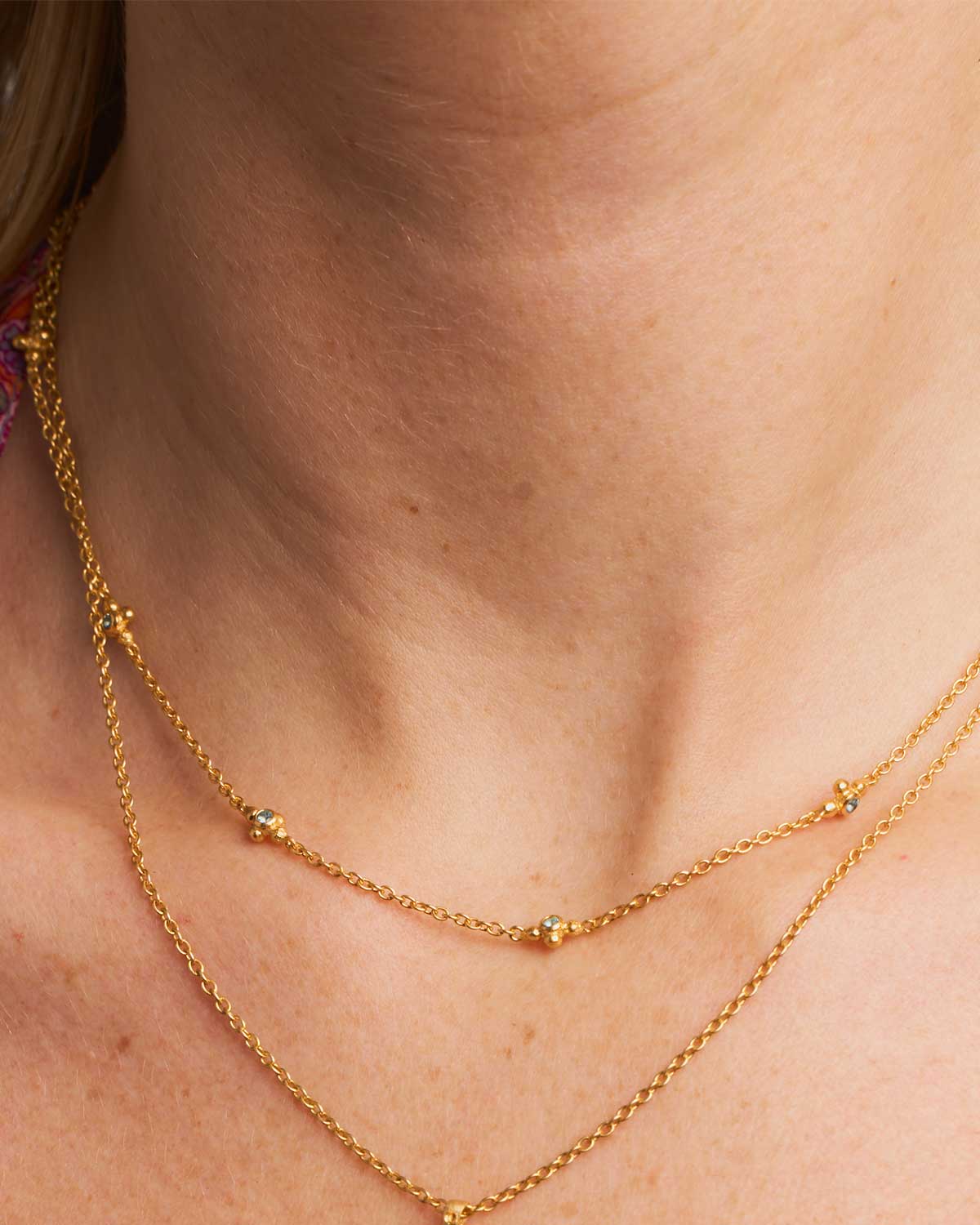 Mini Blue Topaz Gold Vermeil Adjustable Necklace