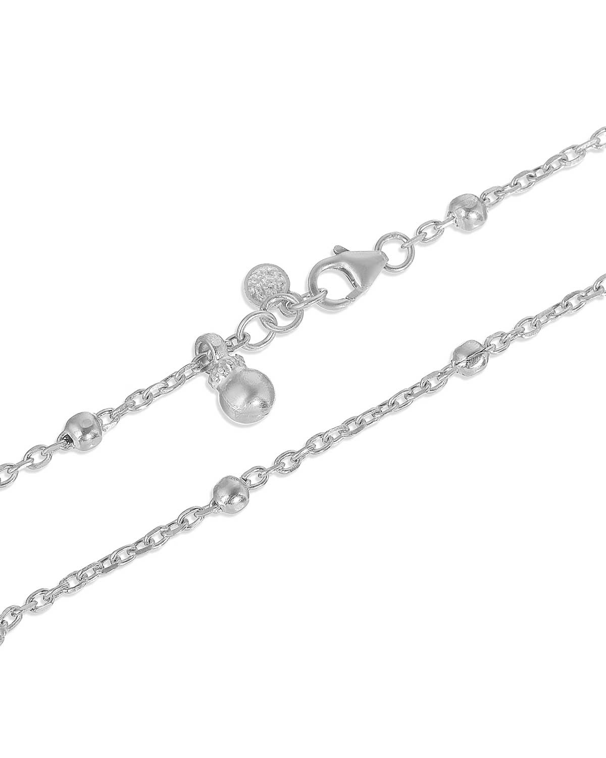 Sterling silver adjustable anklet with a polished finish and delicate design