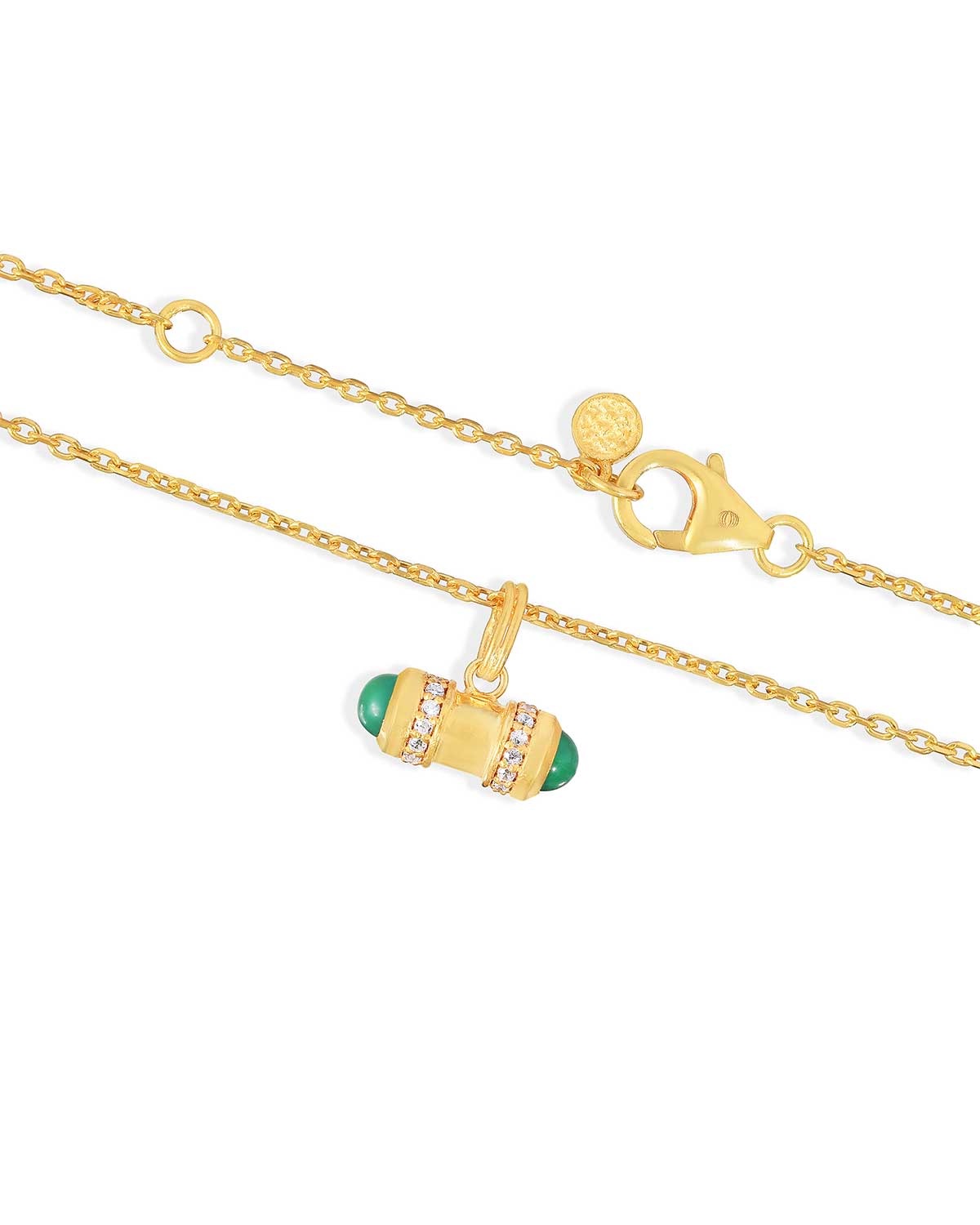 "Green Onyx" Gemstone Gold Vermeil Pendent Necklace