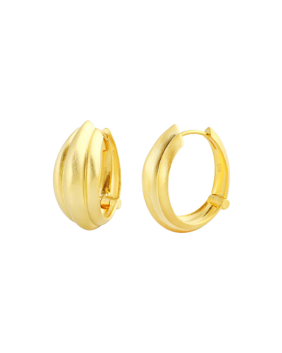 Chunky gold hoop earrings with a bold lightweight design