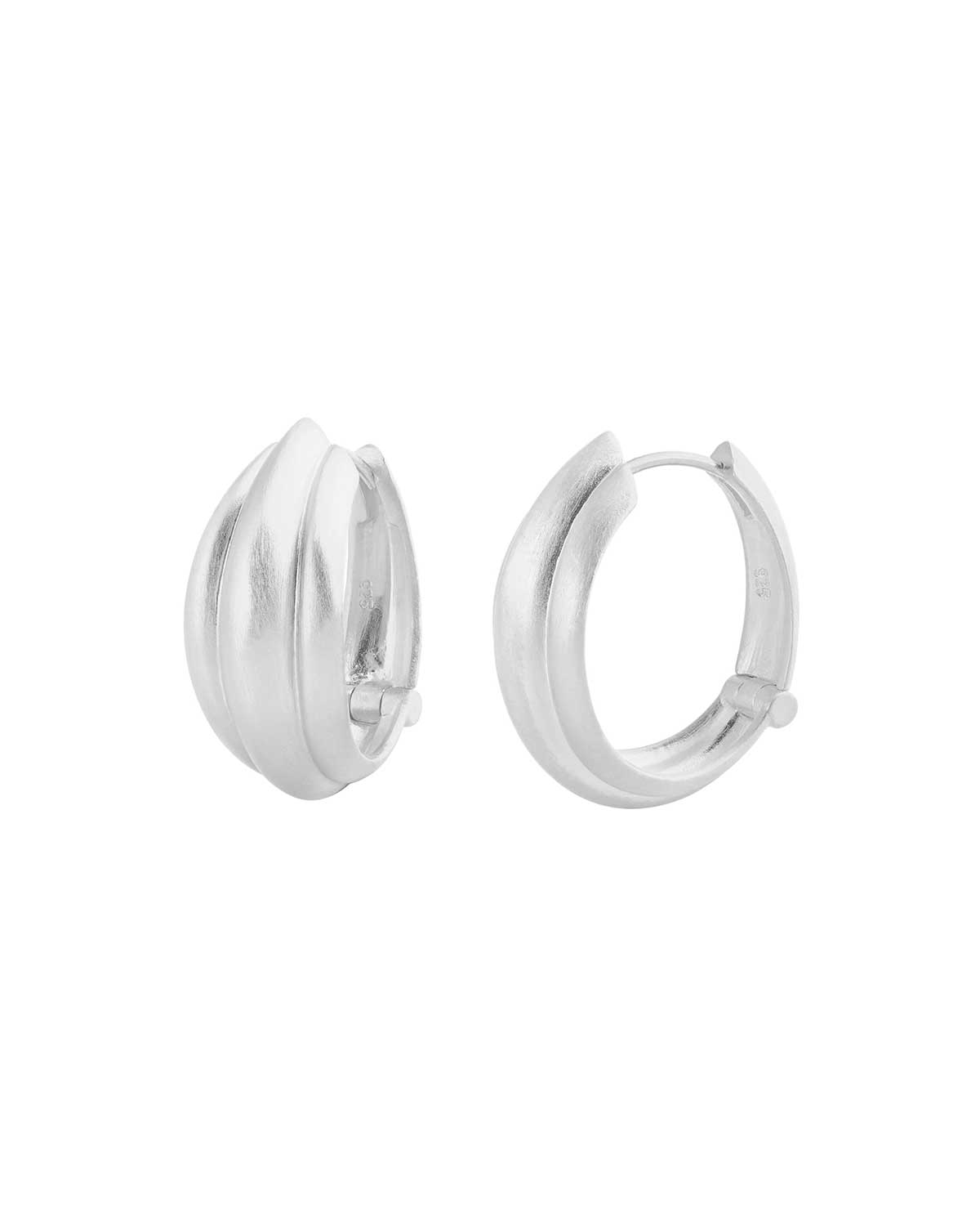 Chunky sterling silver hoop earrings with a bold graduated design