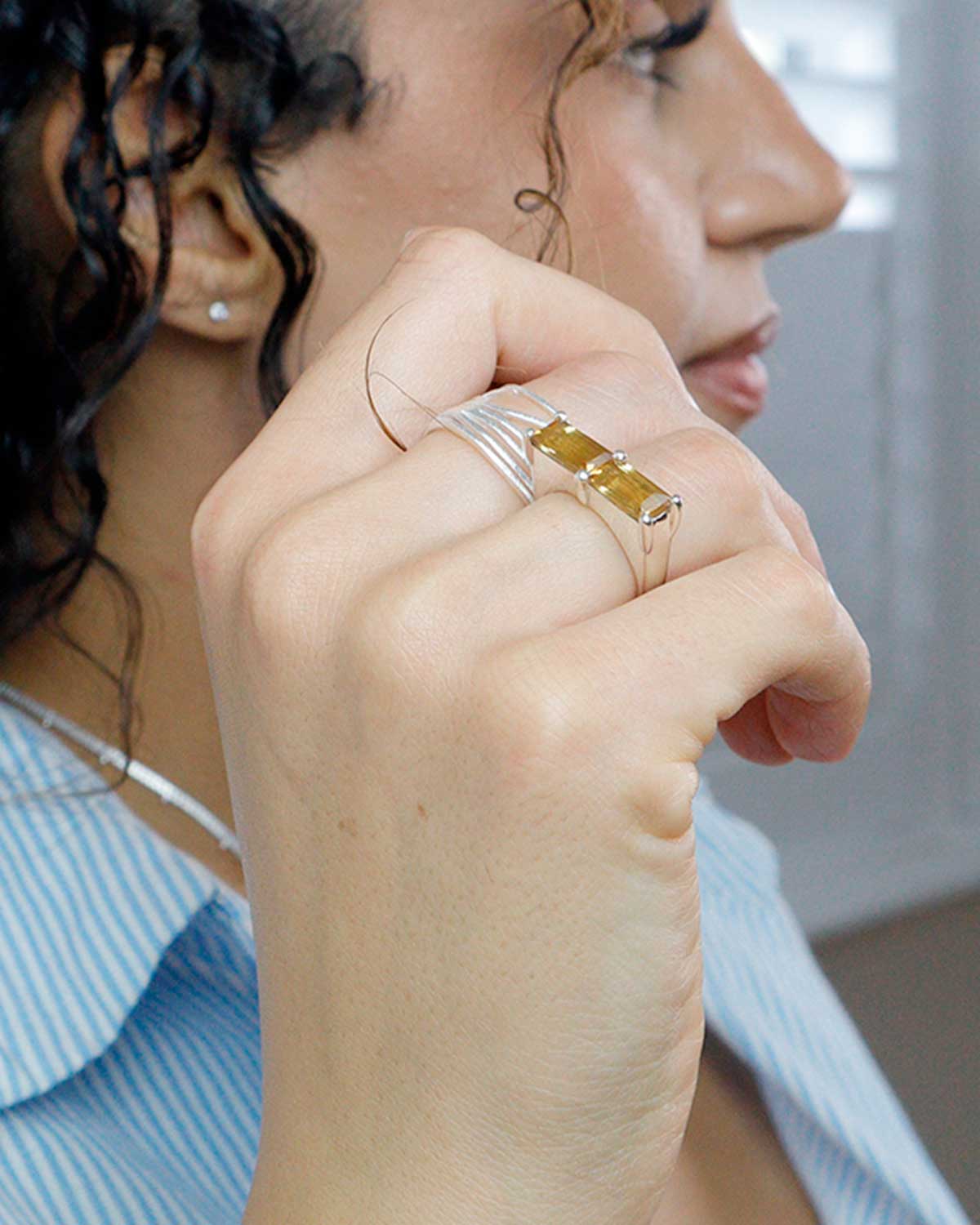 Citrine Gemstone Silver Ring | MoonLondon jewellery