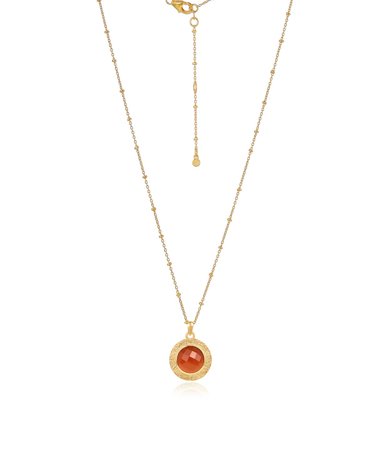 "Circular" Carnelian Gold Adjustable Necklace