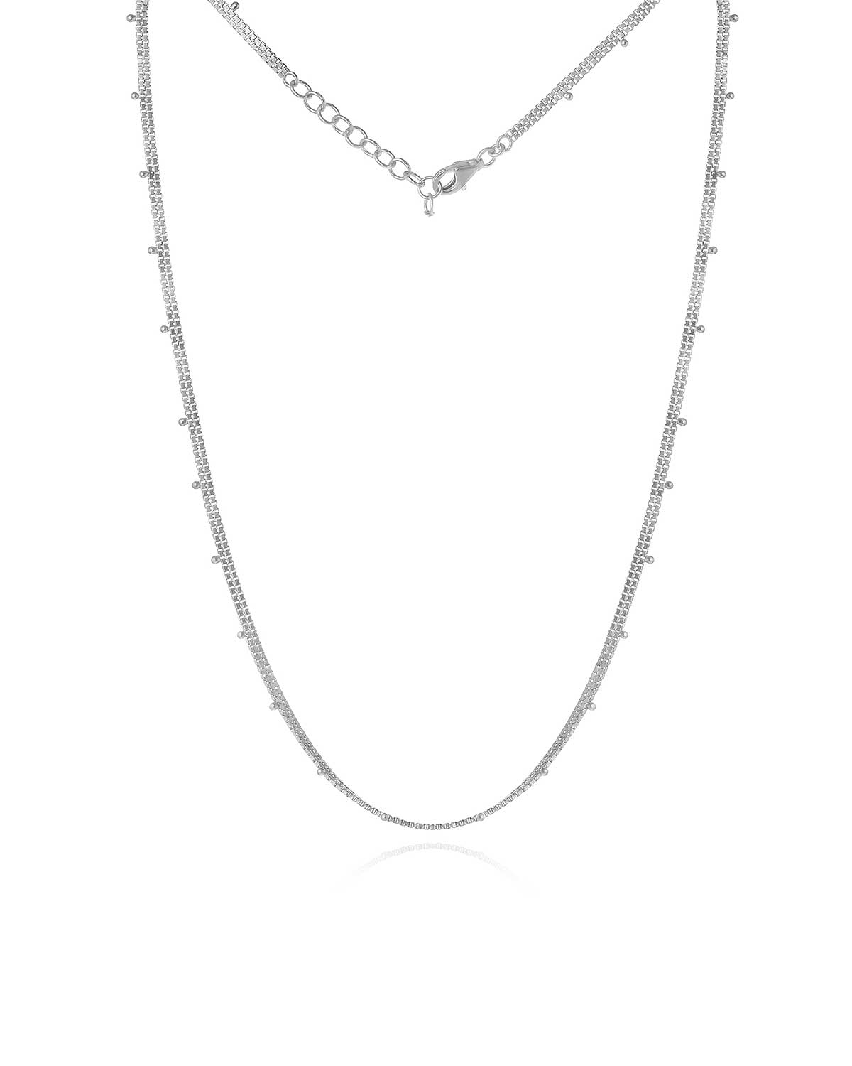 Sterling silver necklace with tiny handmade bead detailing