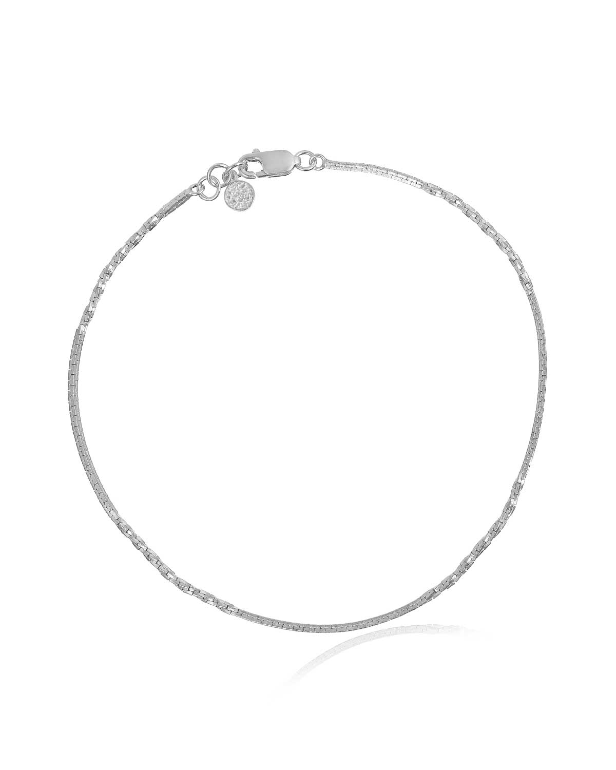 Sterling silver adjustable anklet with contrasting textures and a polished finish