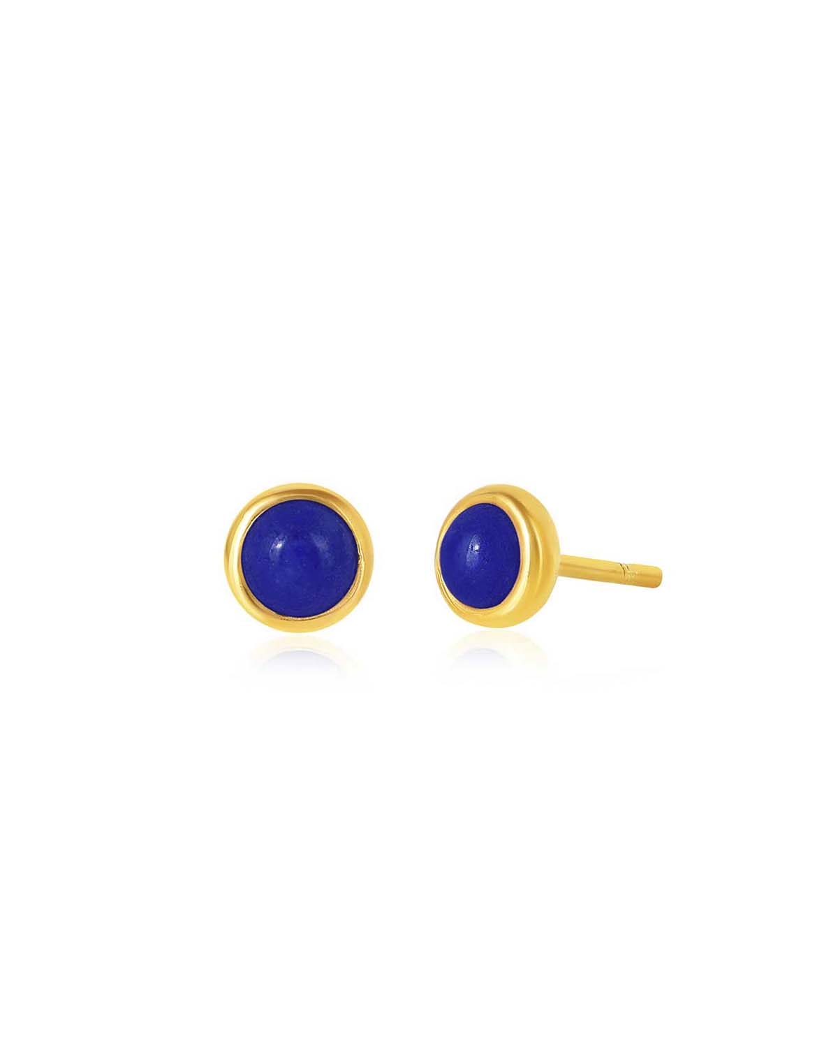 Silver stud earrings with lapis lazuli gemstone in a classic design