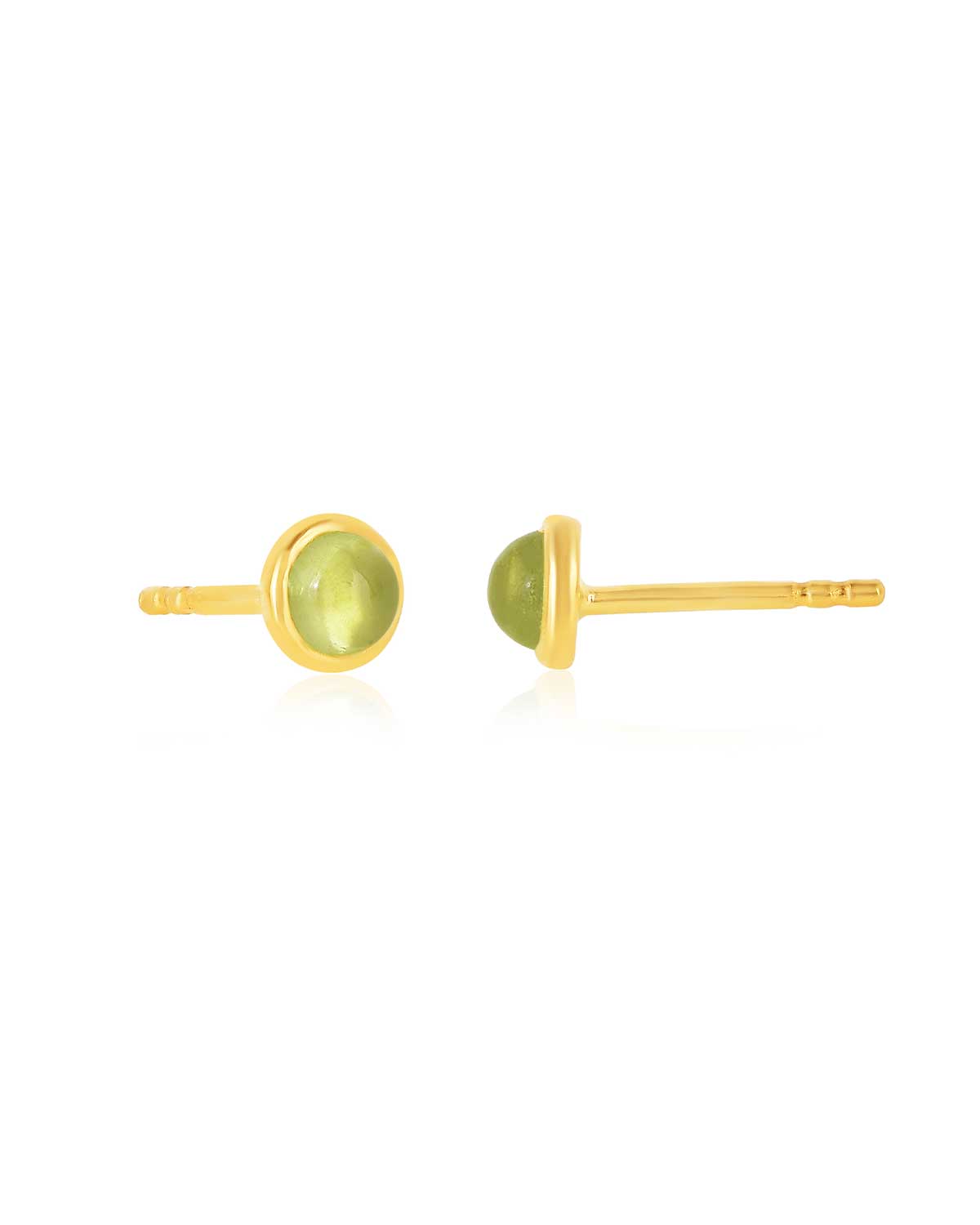 Peridot stud earrings with a smooth polished finish