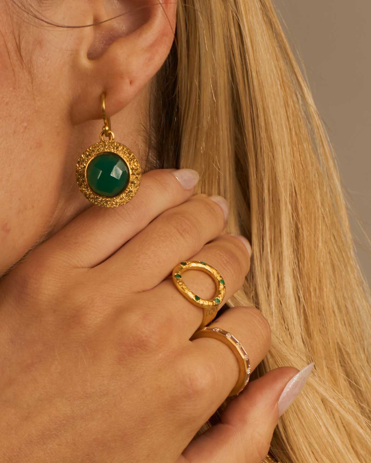 Mini Emerald Gold Vermeil Hammered Ring