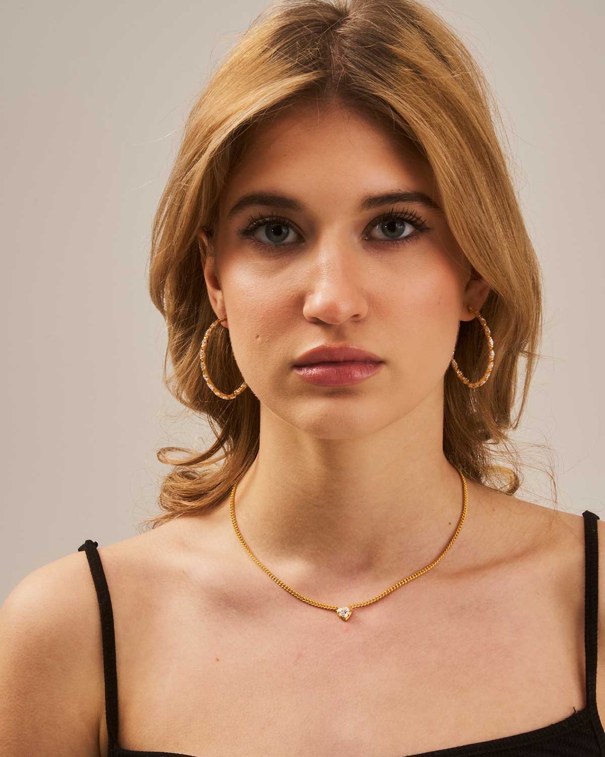 gold vermeil hoop earrings with hand-set zirconia gemstones