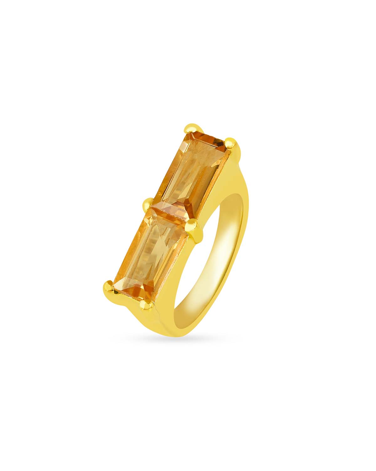 Gold ring with citrine gemstone in a warm yellow tone