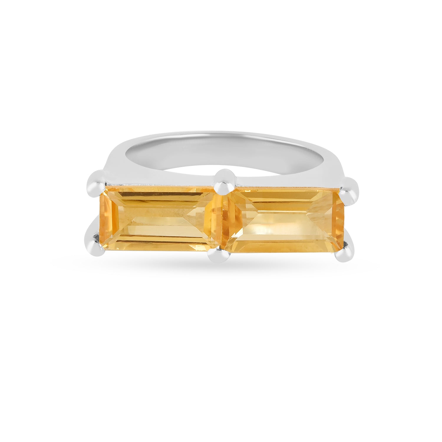Silver ring with a citrine gemstone, polished finish and elegant design