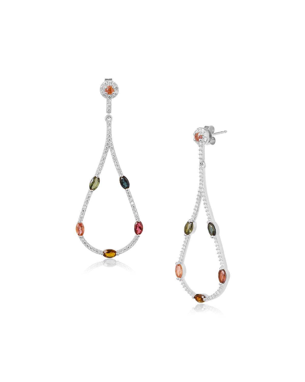 "Eve" Mixed Tourmaline Siver Drop Earrings