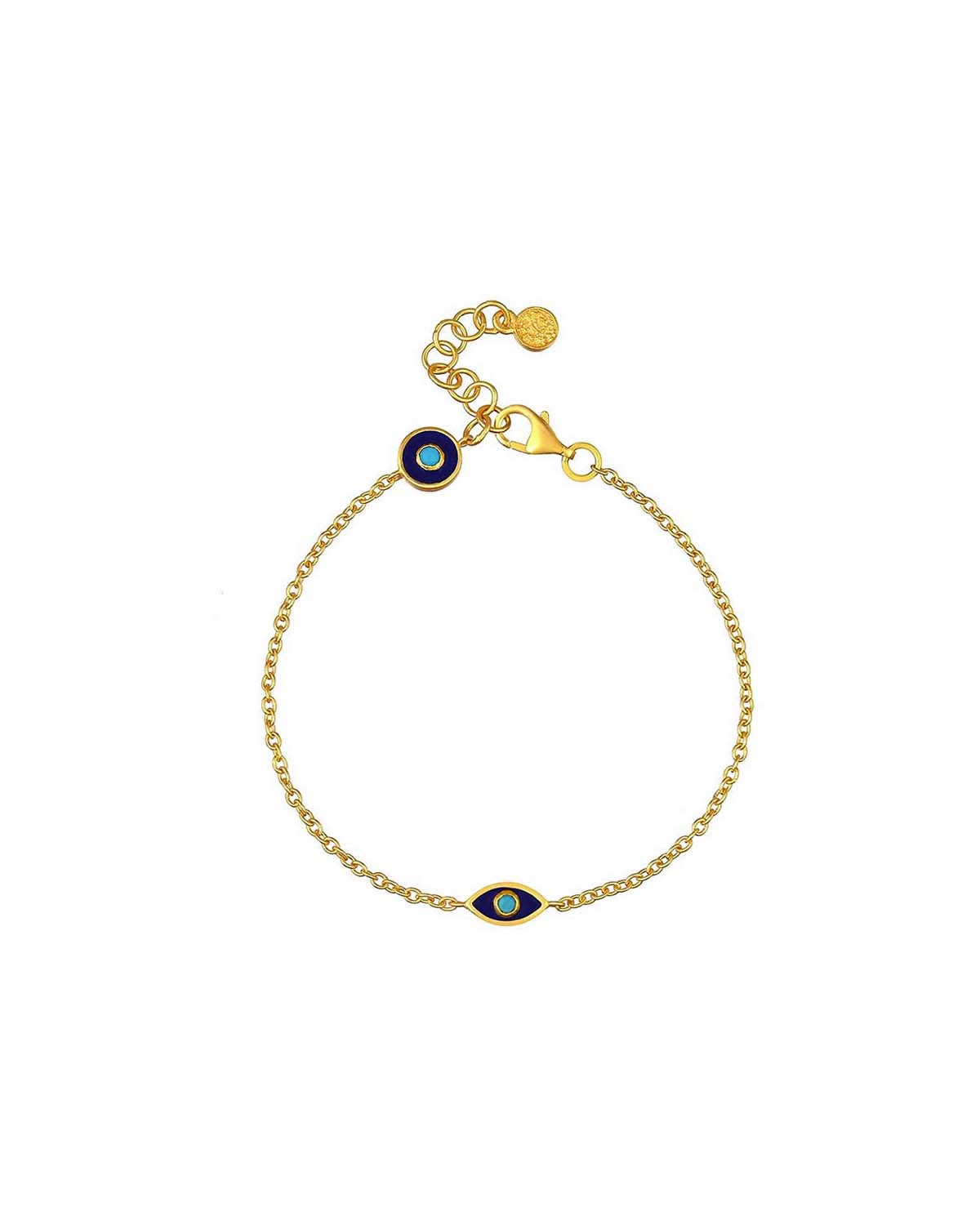 Gold vermeil bracelet with evil eye design and turquoise gemstone