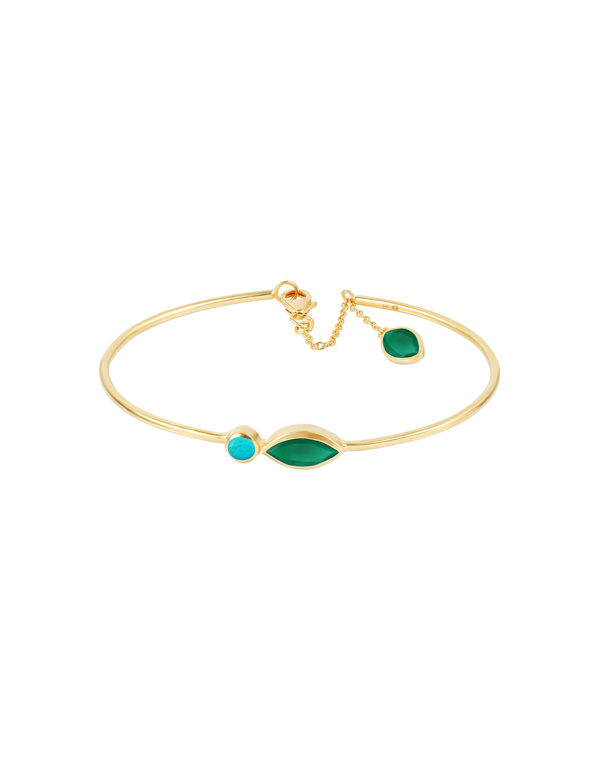 The ‘Euphorie’ Green Onyx & Tourques Gold Bangel - Moon London