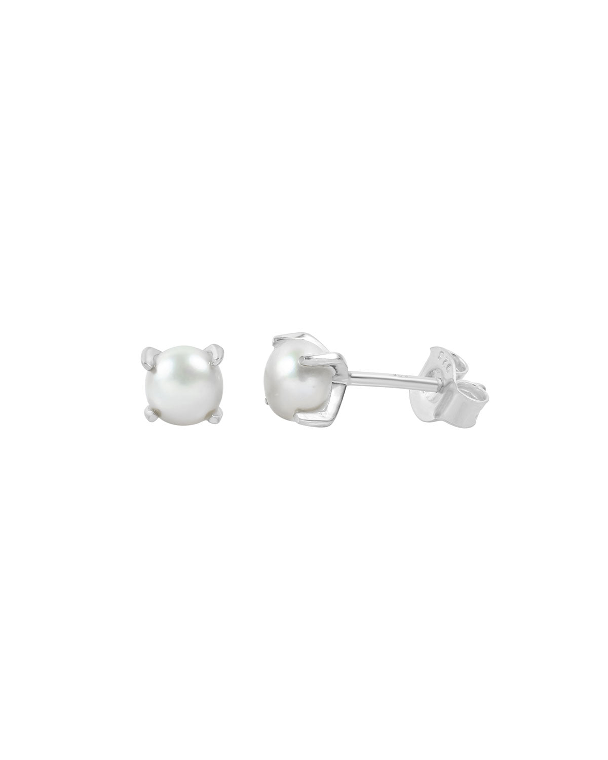 Natural Pearl Silver Stud Earrings - Moon London
