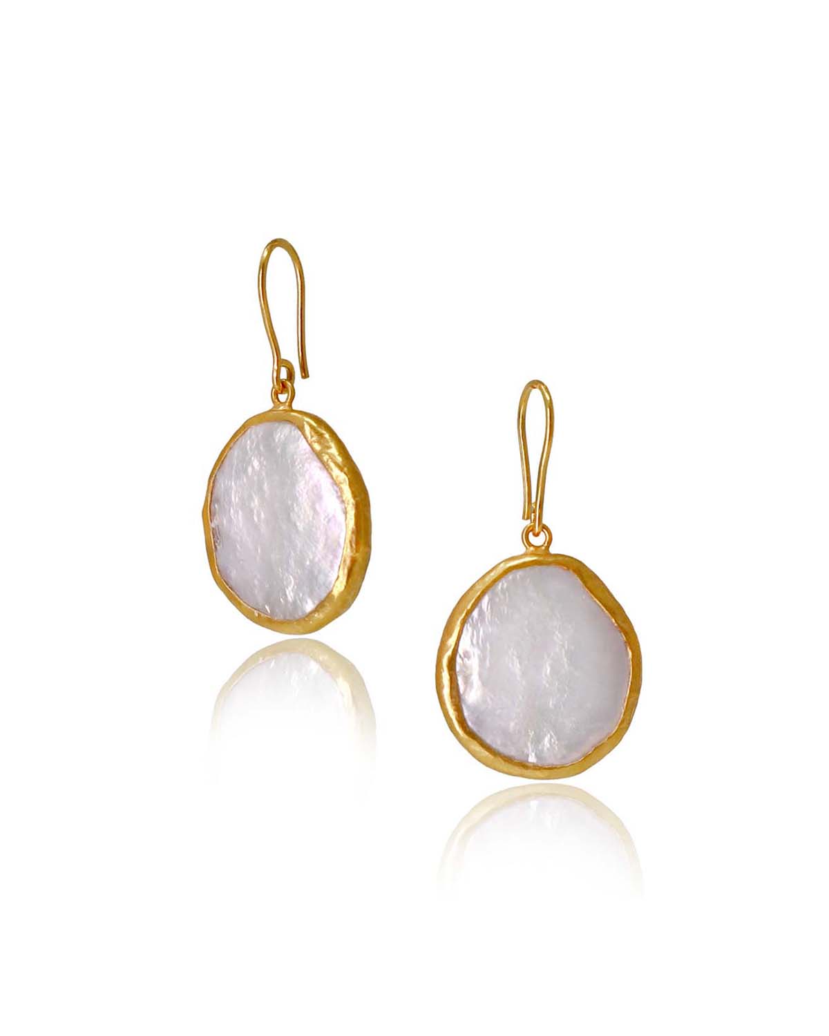 Natural Keshi Pearl Gold Earring - Moon London