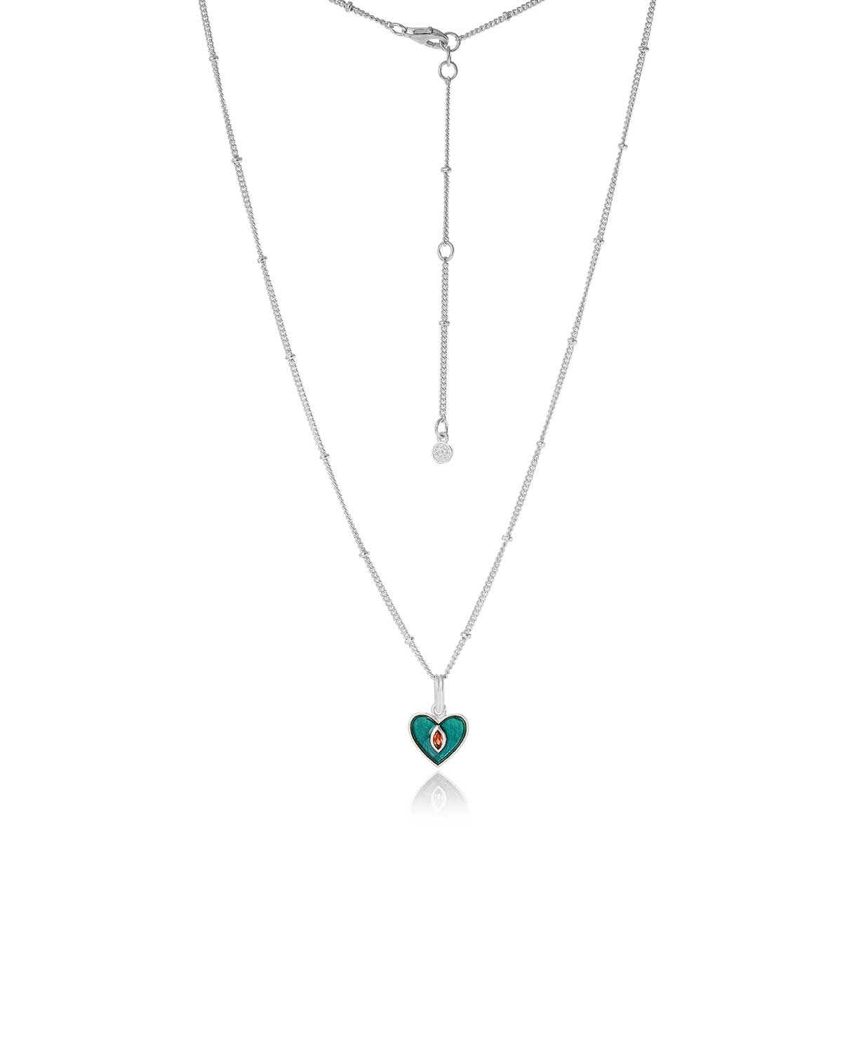 "Garnet" Heart Pendent Sterling Silver Adjustable Necklace