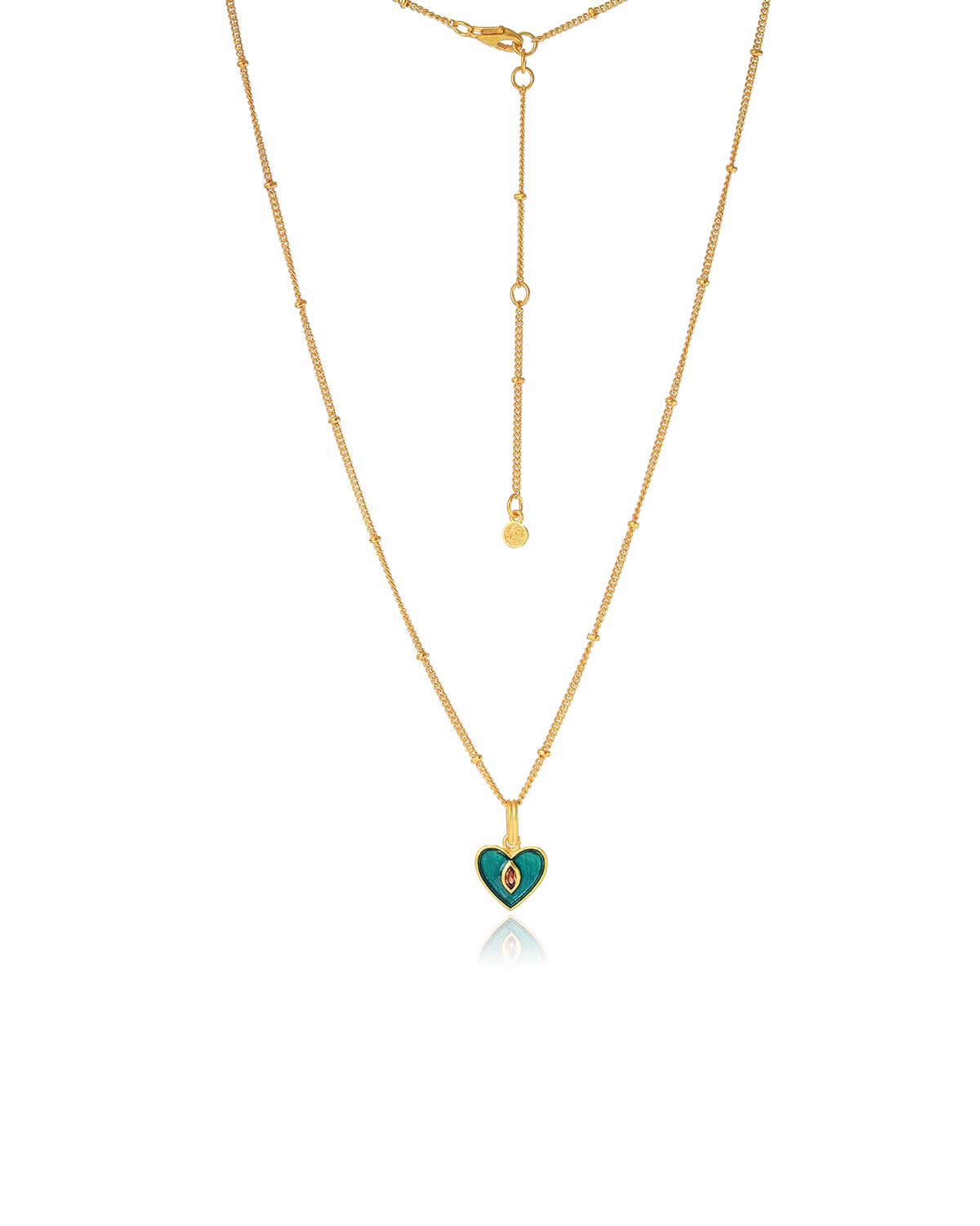 "Garnet" Heart Pendent Gold Vermeil Adjustable Necklace