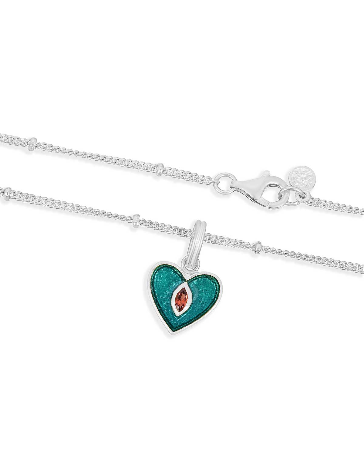 "Garnet" Heart Pendent Sterling Silver Adjustable Necklace