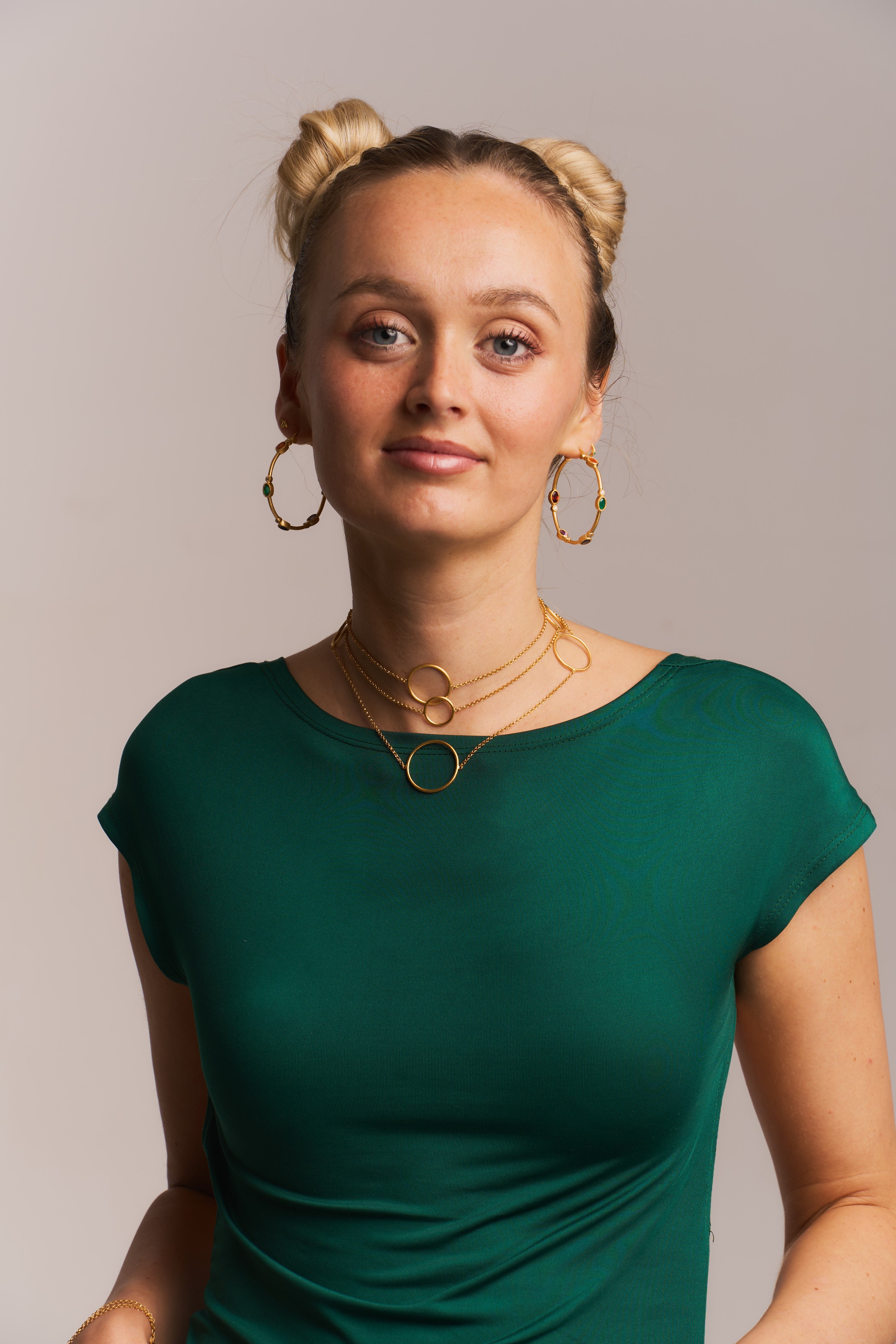 Mix Gemstone Statement Gold Vermeil Hoops
