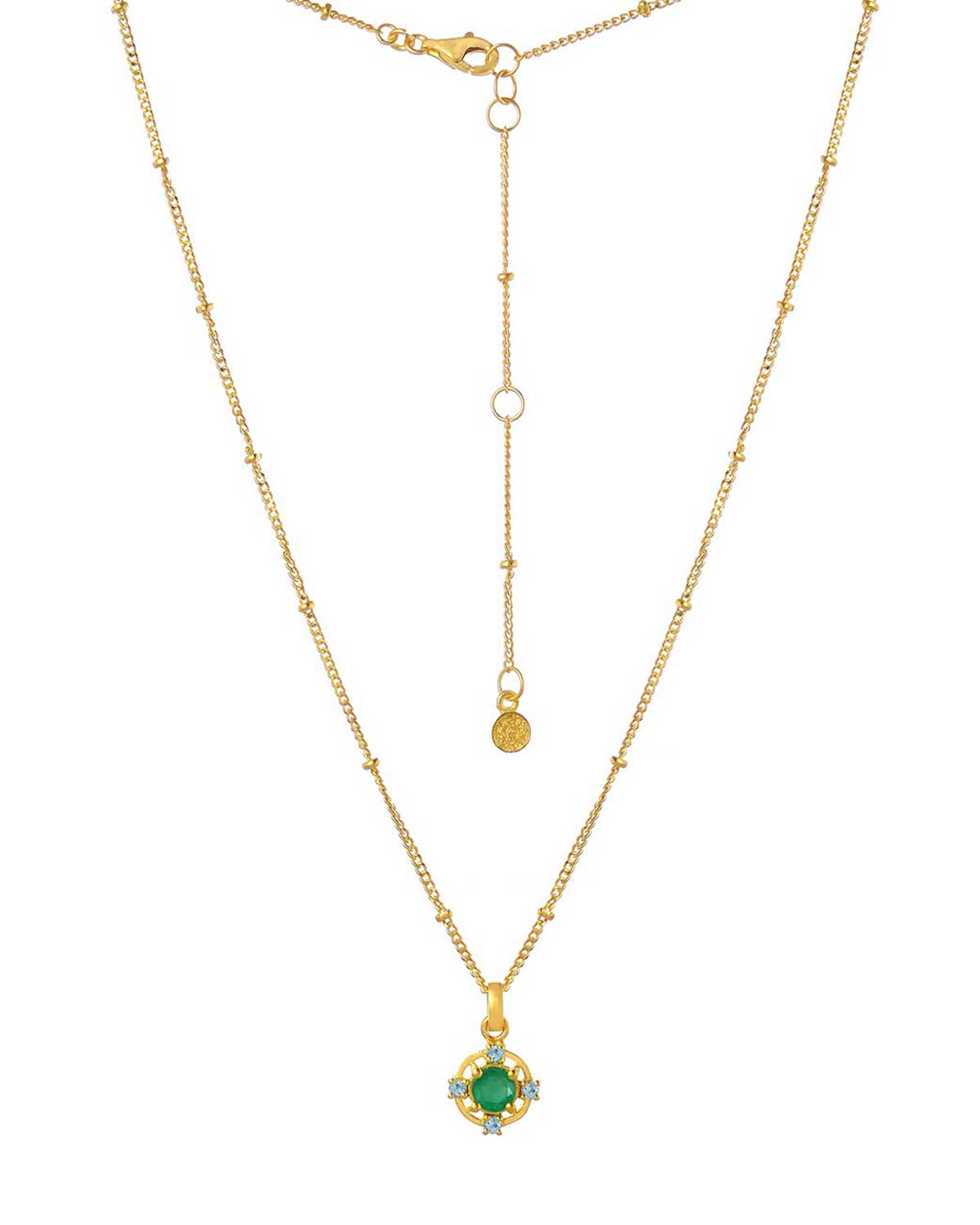 The Europa’ Due Combo Emerald Green Gold Necklace - Moon London