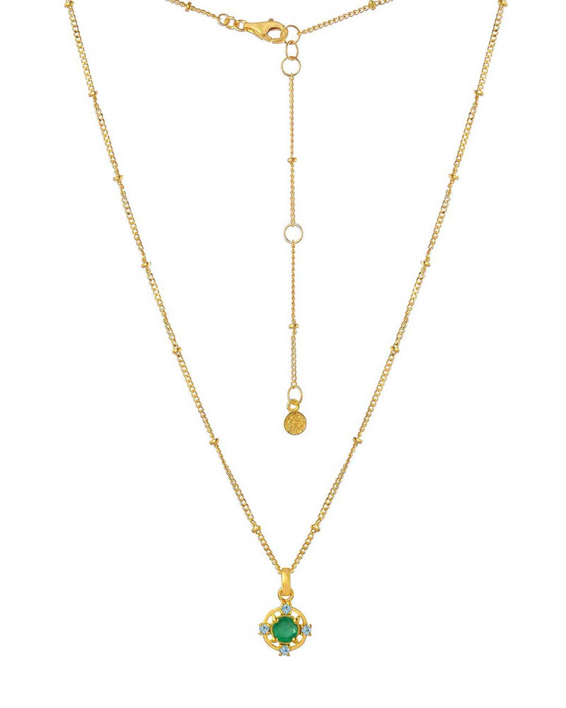 The Europa’ Due Combo Emerald Green Gold Necklace
