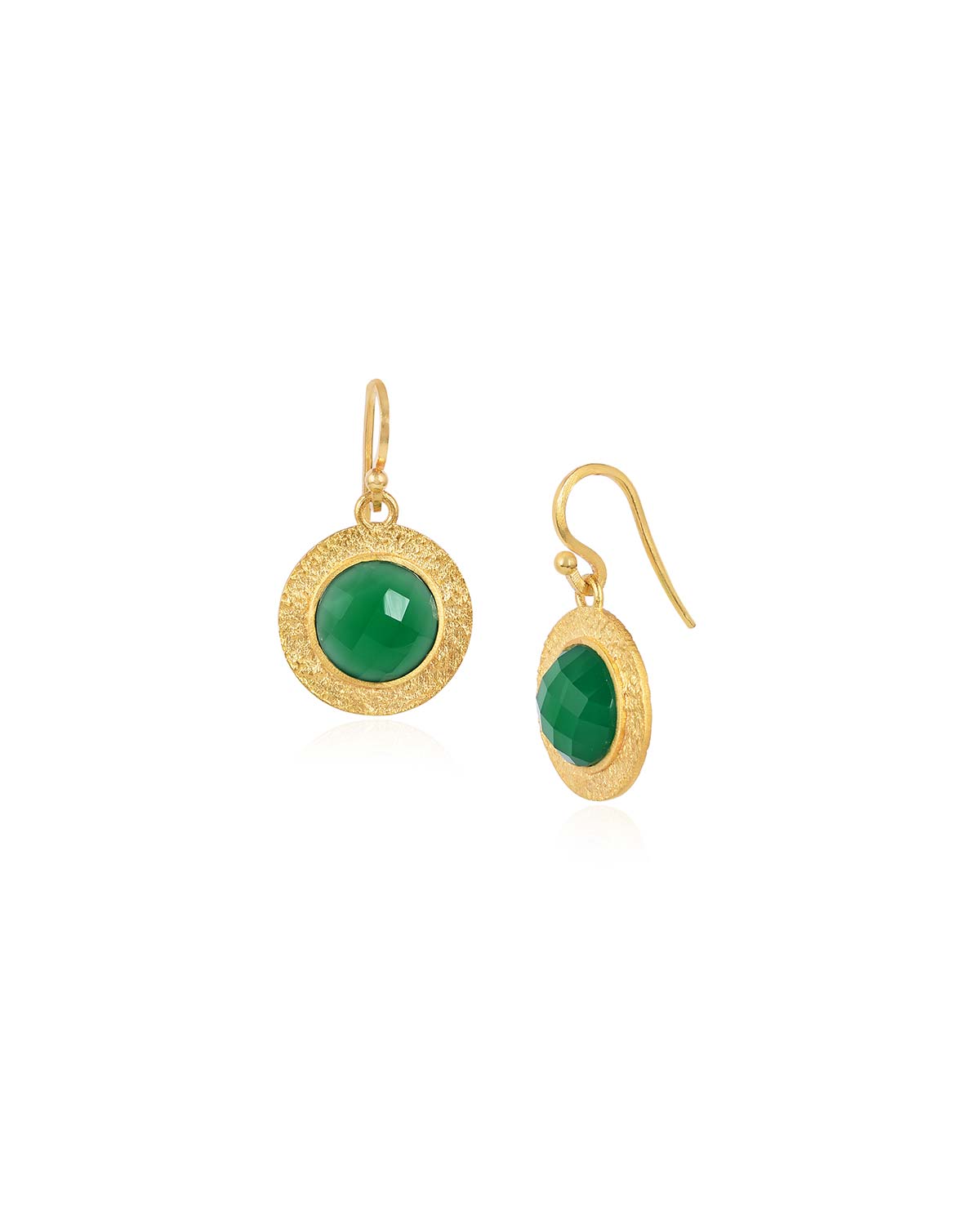 "Circular" Green Onyx Gold Earrings