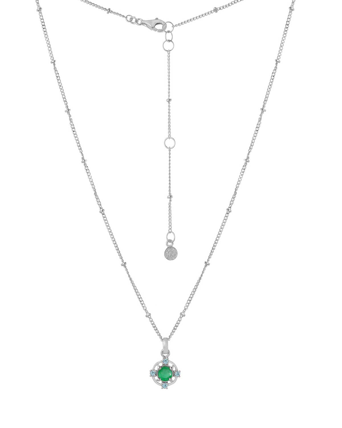 The Europa’ Due Combo Emerald Green Silver Necklace - Moon London